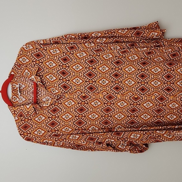 LAST QUEEN paris long sleeve dress abstract browns - Picture 4 of 15